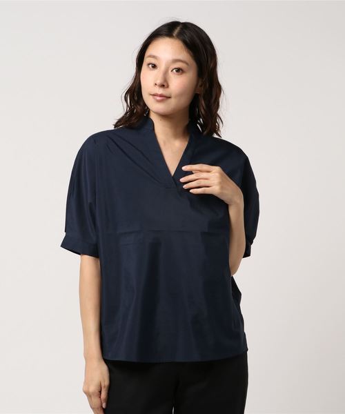 AMERICAN HOLIC（アメリカンホリック）の「・ドルマンスキッパーシャツ＊（シャツ/ブラウス・レディース・ネイビー/オフホワイト/ピンク/イエロー/グリーン/ストライプ・FREE）」の4枚目の写真