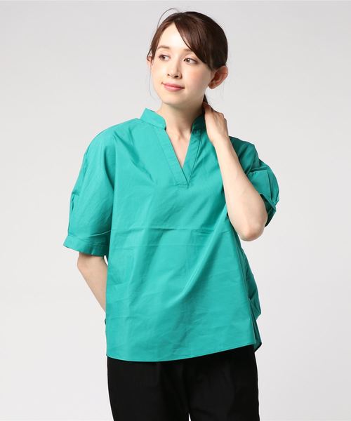 AMERICAN HOLIC（アメリカンホリック）の「・ドルマンスキッパーシャツ＊（シャツ/ブラウス・レディース・ネイビー/オフホワイト/ピンク/イエロー/グリーン/ストライプ・FREE）」の3枚目の写真