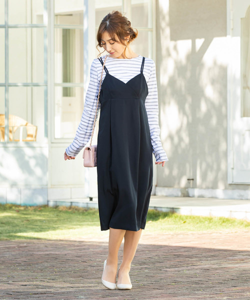 SweetMommy(スウィートマミー)の「キャミワンピ&シンプルトップスセット(マタニティウェア/グッズ・レディース・グレイッシュベージュ/ネイビー/ブラック/ブラウン・M/L)」の4枚目の写真