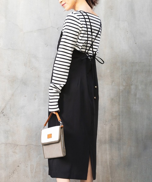 SweetMommy(スウィートマミー)の「キャミワンピ&シンプルトップスセット(マタニティウェア/グッズ・レディース・グレイッシュベージュ/ネイビー/ブラック/ブラウン・M/L)」の2枚目の写真