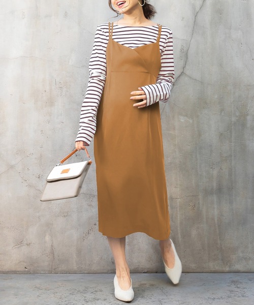 SweetMommy(スウィートマミー)の「キャミワンピ&シンプルトップスセット(マタニティウェア/グッズ・レディース・グレイッシュベージュ/ネイビー/ブラック/ブラウン・M/L)」の9枚目の写真