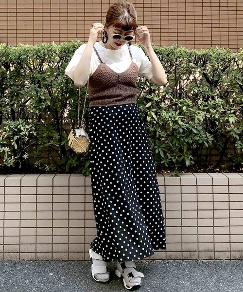 archives（アルシーヴ）の「ドットロングセミフレアスカート（スカート・レディース・ブラック/オフホワイト/ブラウン系その他・MEDIUM）」の6枚目の写真