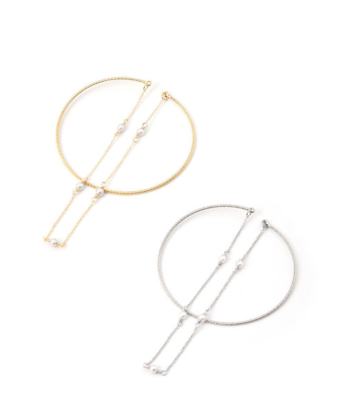 colleca la（コレカラ）の「細バングルとパール×チェーンのブレスレット（ブレスレット・レディース・シルバー/ゴールド・ﾌﾘ-）」の5枚目の写真