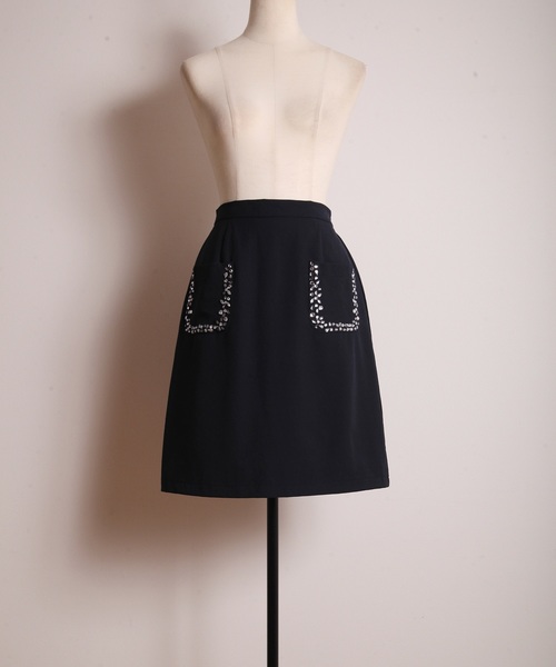 tocco closet(トッコ クローゼット)の「クリアビジュー装飾ポケット付き台形スカート(スカート・レディース・ネイビー/ピンクベージュ・M)」の9枚目の写真