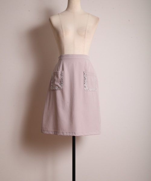 tocco closet(トッコ クローゼット)の「クリアビジュー装飾ポケット付き台形スカート(スカート・レディース・ネイビー/ピンクベージュ・M)」の10枚目の写真