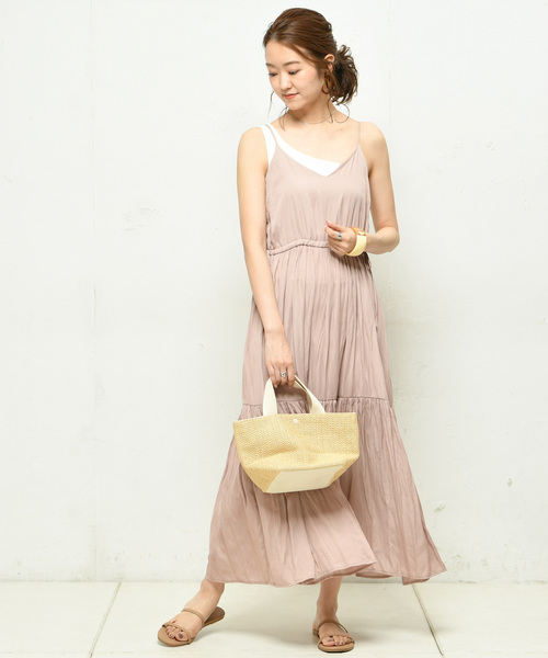 DouDou（ドゥドゥ）の「キャミワンピース（ワンピース・レディース・ピンクベージュ/カーキ/ブラック・FREE）」の3枚目の写真