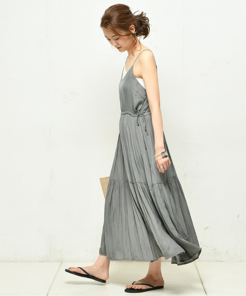 DouDou（ドゥドゥ）の「キャミワンピース（ワンピース・レディース・ピンクベージュ/カーキ/ブラック・FREE）」の2枚目の写真