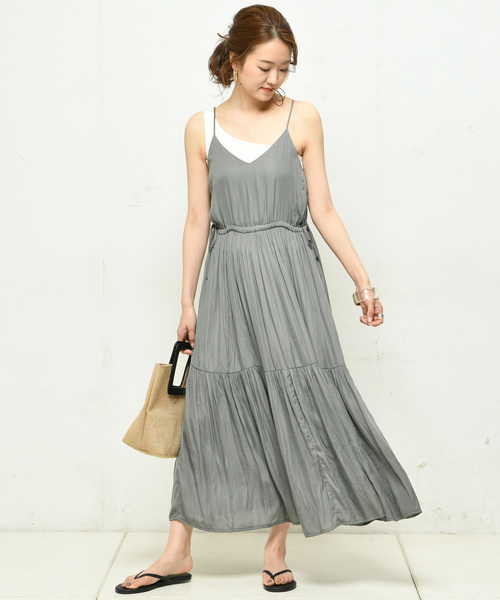 DouDou（ドゥドゥ）の「キャミワンピース（ワンピース・レディース・ピンクベージュ/カーキ/ブラック・FREE）」の9枚目の写真