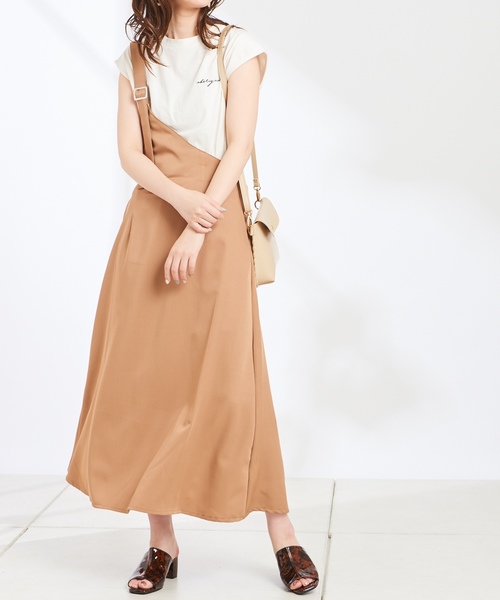 natural couture（ナチュラルクチュール）の「ワンショル2WAYジャンスカ（ジャンパースカート・レディース・ブラック/ベージュ・FREE）」の2枚目の写真