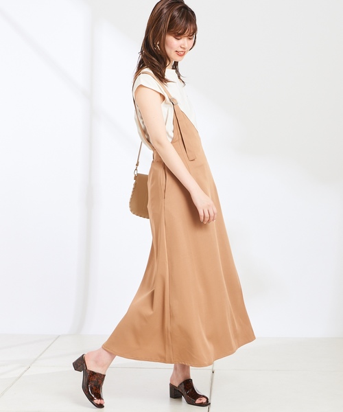 natural couture（ナチュラルクチュール）の「ワンショル2WAYジャンスカ（ジャンパースカート・レディース・ブラック/ベージュ・FREE）」の8枚目の写真