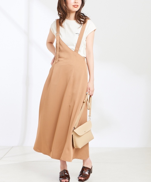 natural couture（ナチュラルクチュール）の「ワンショル2WAYジャンスカ（ジャンパースカート・レディース・ブラック/ベージュ・FREE）」の13枚目の写真