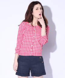 Ray BEAMS | Ray BEAMS / ギンガムプリント クルーネック カーディガン(カーディガン/ボレロ)