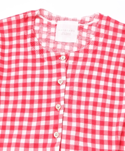 Ray BEAMS（レイビームス）の「○Ray BEAMS / ギンガムプリント クルーネック カーディガン（カーディガン/ボレロ・レディース・レッド/ブラック/ネイビー・ONE SIZE）」の4枚目の写真