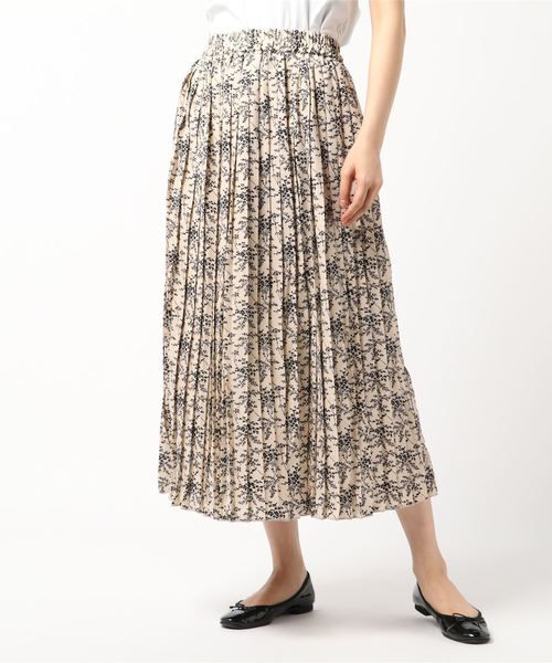 STYLEBLOCK(スタイルブロック)の「ポプリン花柄ロングプリーツスカート(スカート・レディース・ブラック/テラコッタ/アイボリー・M)」の1枚目の写真