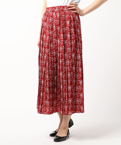 STYLEBLOCK(スタイルブロック)の「ポプリン花柄ロングプリーツスカート(スカート・レディース・ブラック/テラコッタ/アイボリー・M)」の3枚目の写真