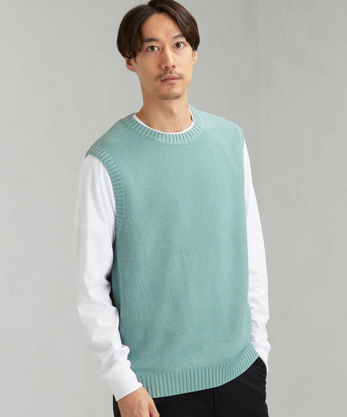 green label relaxing（グリーンレーベルリラクシング）の「SC☆ ウォッシュドカノコ クルー ベスト（ベスト・メンズ・モカ/ブラック/ライトブルー・L/M/S）」の3枚目の写真