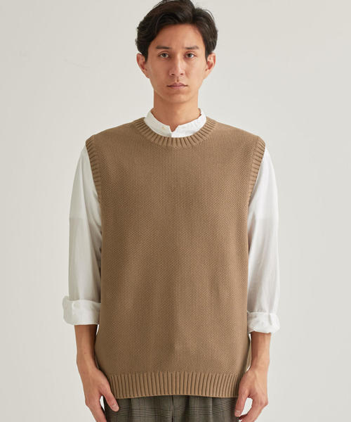 green label relaxing（グリーンレーベルリラクシング）の「SC☆ ウォッシュドカノコ クルー ベスト（ベスト・メンズ・モカ/ブラック/ライトブルー・L/M/S）」の11枚目の写真