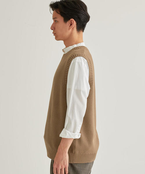 green label relaxing（グリーンレーベルリラクシング）の「SC☆ ウォッシュドカノコ クルー ベスト（ベスト・メンズ・モカ/ブラック/ライトブルー・L/M/S）」の10枚目の写真