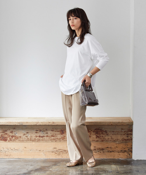 ADAM ET ROPE'（アダムエロペ）の「強撚コットンチュニックＴＥＥ（Tシャツ/カットソー・レディース・ホワイト/ベージュ・F）」の3枚目の写真