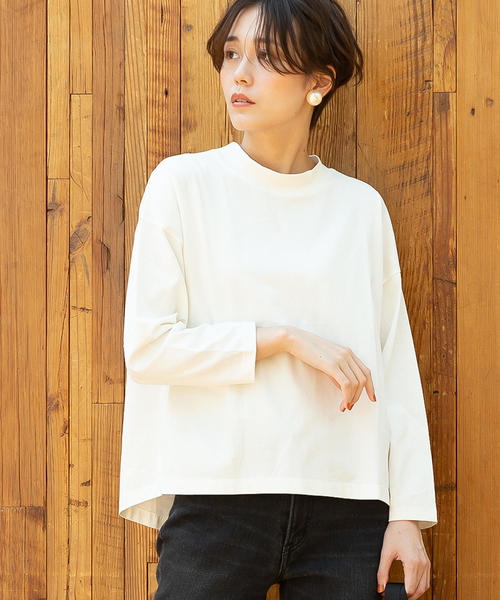 coen(コーエン)の「ミニハイネックワイドプルオーバーカットソー(Tシャツ/カットソー・レディース・オフホワイト/ベージュ/ブラウン・FREE)」の2枚目の写真