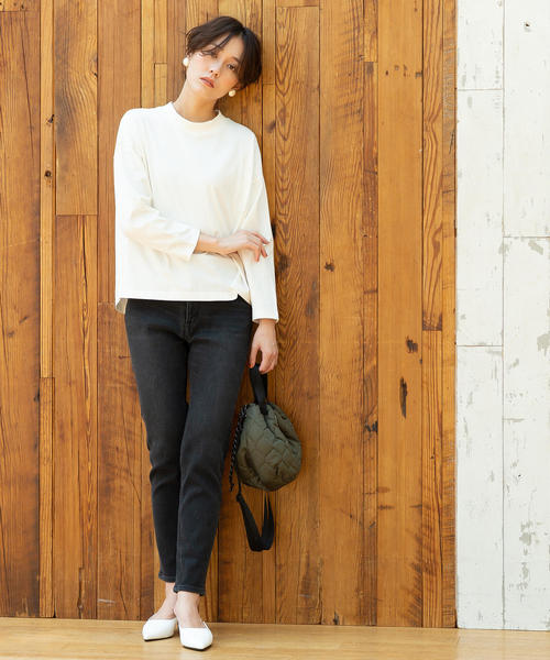 coen(コーエン)の「ミニハイネックワイドプルオーバーカットソー(Tシャツ/カットソー・レディース・オフホワイト/ベージュ/ブラウン・FREE)」の5枚目の写真