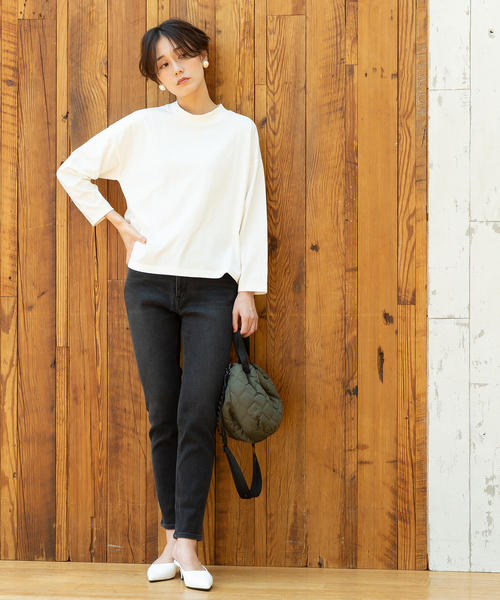 coen(コーエン)の「ミニハイネックワイドプルオーバーカットソー(Tシャツ/カットソー・レディース・オフホワイト/ベージュ/ブラウン・FREE)」の4枚目の写真