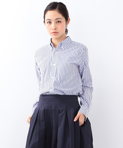 BEAMS BOY（ビームスボーイ）の「【FUDGE5月号掲載】BEAMS BOY / NEW ロンストエンブロイド ボタンダウン シャツ（シャツ/ブラウス・レディース・ブラック/ブルー・1/0）」の2枚目の写真