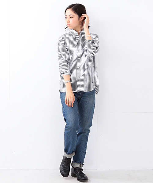 BEAMS BOY（ビームスボーイ）の「【FUDGE5月号掲載】BEAMS BOY / NEW ロンストエンブロイド ボタンダウン シャツ（シャツ/ブラウス・レディース・ブラック/ブルー・1/0）」の18枚目の写真