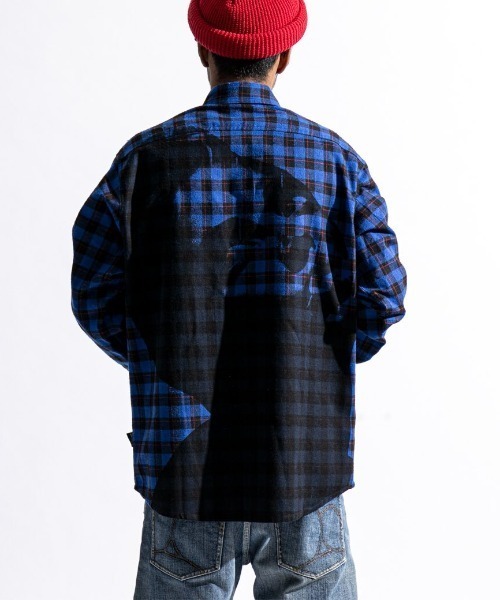 APPLEBUM(アップルバム)の「Print Check Nel Shirt(シャツ/ブラウス)」|ブルー