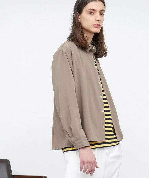 EMMA CLOTHES(エマクローズ)の「ブライトポプリンリラックススクエア レギュラーカラー シャツ(長袖)(シャツ/ブラウス・メンズ・グリーン系その他/ベージュ系その他/キナリ/ベージュ/ブラック・M/L)」の11枚目の写真
