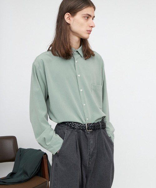 EMMA CLOTHES(エマクローズ)の「ブライトポプリンリラックススクエア レギュラーカラー シャツ(長袖)(シャツ/ブラウス・メンズ・グリーン系その他/ベージュ系その他/キナリ/ベージュ/ブラック・M/L)」の17枚目の写真