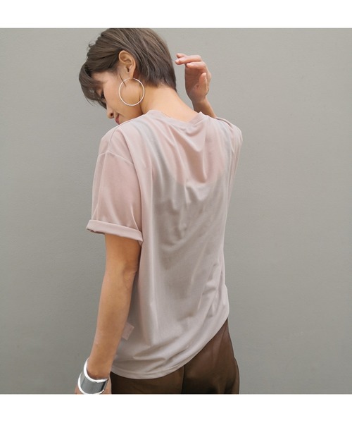 ulu（ウル）の「Seethrough tshirt（Tシャツ/カットソー・レディース・ブラック/ベージュ・FREE）」の7枚目の写真