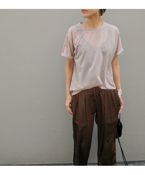 ulu（ウル）の「Seethrough tshirt（Tシャツ/カットソー・レディース・ブラック/ベージュ・FREE）」の8枚目の写真