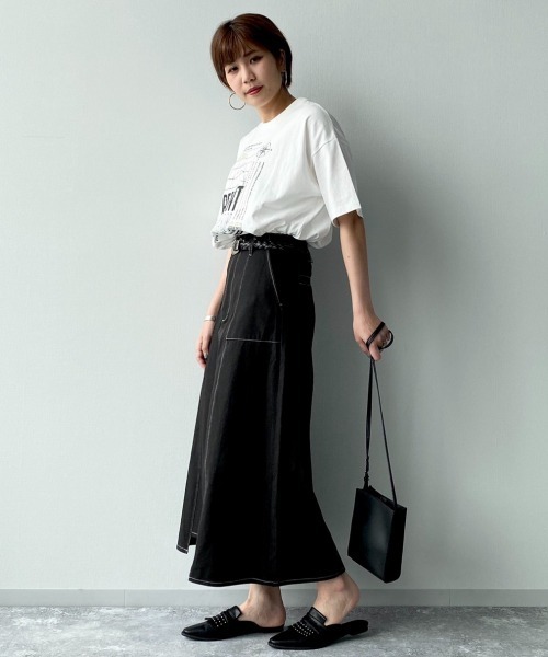 PAGEBOY(ページボーイ)の「配色ステッチスカート(スカート・レディース・ブラック/オフホワイト/グリーン系その他・FREE)」の15枚目の写真