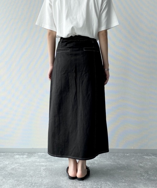 PAGEBOY(ページボーイ)の「配色ステッチスカート(スカート・レディース・ブラック/オフホワイト/グリーン系その他・FREE)」の6枚目の写真