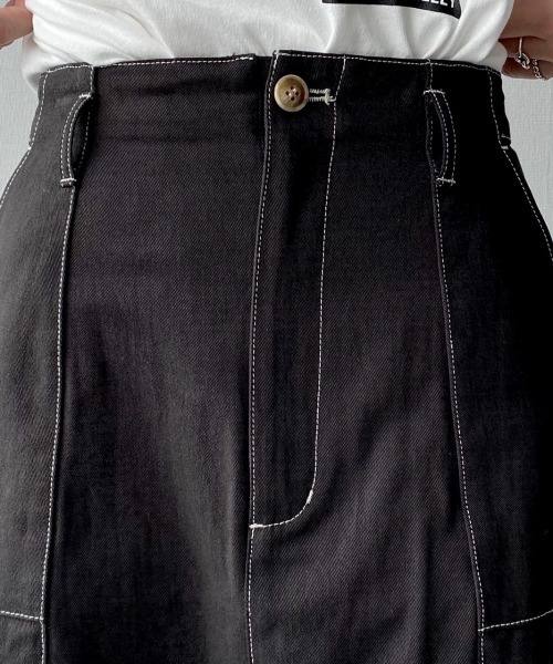 PAGEBOY(ページボーイ)の「配色ステッチスカート(スカート・レディース・ブラック/オフホワイト/グリーン系その他・FREE)」の7枚目の写真