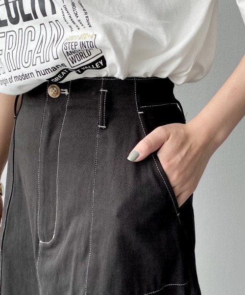 PAGEBOY(ページボーイ)の「配色ステッチスカート(スカート・レディース・ブラック/オフホワイト/グリーン系その他・FREE)」の9枚目の写真