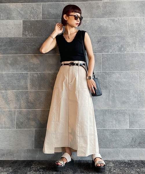 PAGEBOY(ページボーイ)の「配色ステッチスカート(スカート・レディース・ブラック/オフホワイト/グリーン系その他・FREE)」の13枚目の写真