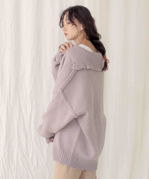 Bab（バブ）の「【WEB限定】3WAYダメージタートルニットトップス（ニット/セーター・レディース・チャコールグレー/ブラウン/ラベンダー/ナチュラル/モカ・FREE）」の8枚目の写真