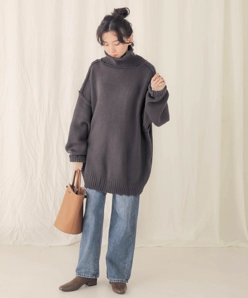 Bab（バブ）の「【WEB限定】3WAYダメージタートルニットトップス（ニット/セーター・レディース・チャコールグレー/ブラウン/ラベンダー/ナチュラル/モカ・FREE）」の14枚目の写真