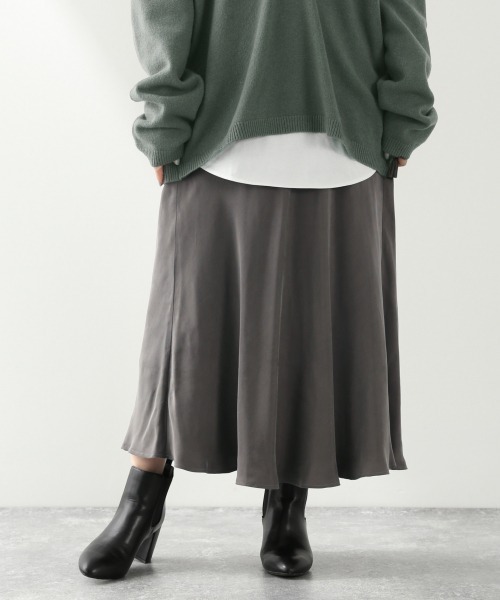 LOWRYS FARM（ローリーズファーム）の「フィブリルフレアスカート　924287（スカート・レディース・チャコールグレー/ブラウン/アイボリー・FREE）」の3枚目の写真