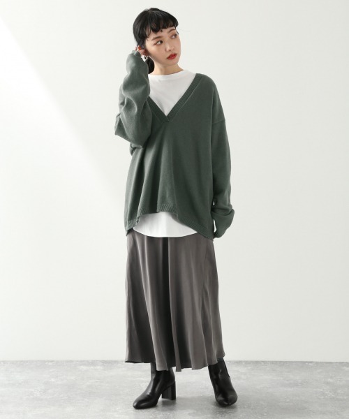 LOWRYS FARM（ローリーズファーム）の「フィブリルフレアスカート　924287（スカート・レディース・チャコールグレー/ブラウン/アイボリー・FREE）」の5枚目の写真