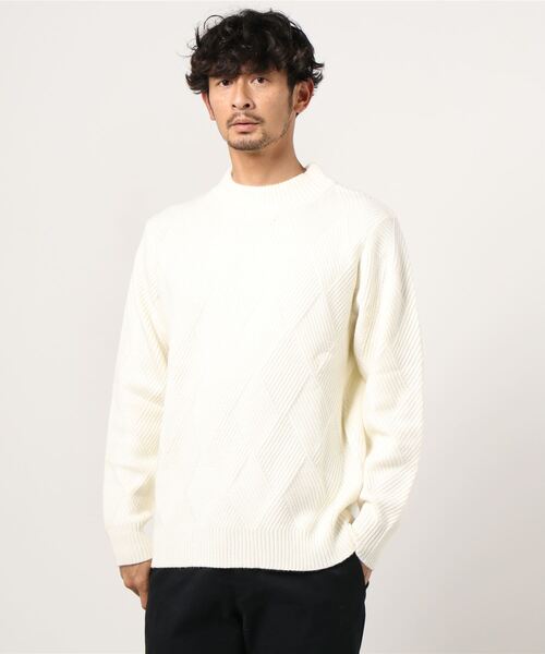 NAVY(ネイビー)の「PBTダイヤモックネックニット(ニット/セーター・メンズ・ホワイト/ブラック/ネイビー/ブラウン・M/L/XL)」の15枚目の写真