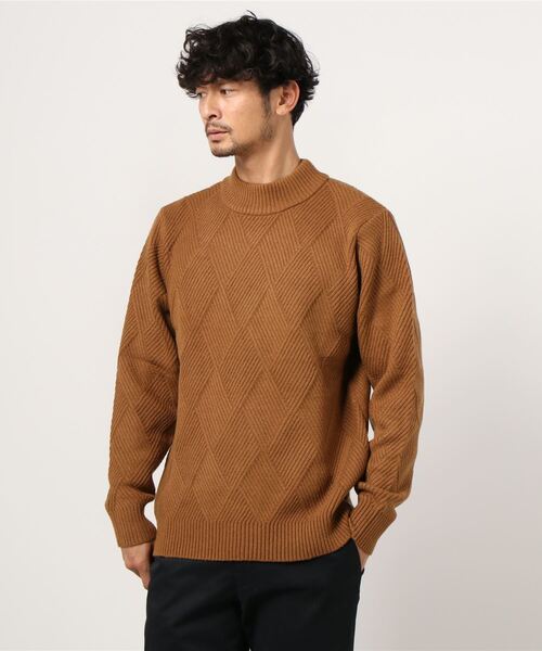 NAVY(ネイビー)の「PBTダイヤモックネックニット(ニット/セーター・メンズ・ホワイト/ブラック/ネイビー/ブラウン・M/L/XL)」の16枚目の写真
