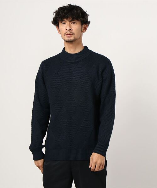 NAVY(ネイビー)の「PBTダイヤモックネックニット(ニット/セーター・メンズ・ホワイト/ブラック/ネイビー/ブラウン・M/L/XL)」の17枚目の写真