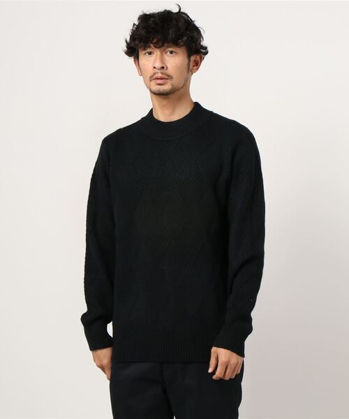 NAVY(ネイビー)の「PBTダイヤモックネックニット(ニット/セーター・メンズ・ホワイト/ブラック/ネイビー/ブラウン・M/L/XL)」の14枚目の写真