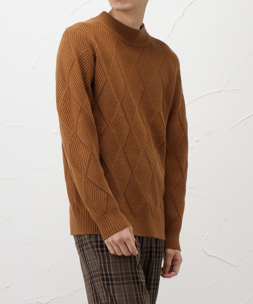 NAVY(ネイビー)の「PBTダイヤモックネックニット(ニット/セーター・メンズ・ホワイト/ブラック/ネイビー/ブラウン・M/L/XL)」の6枚目の写真