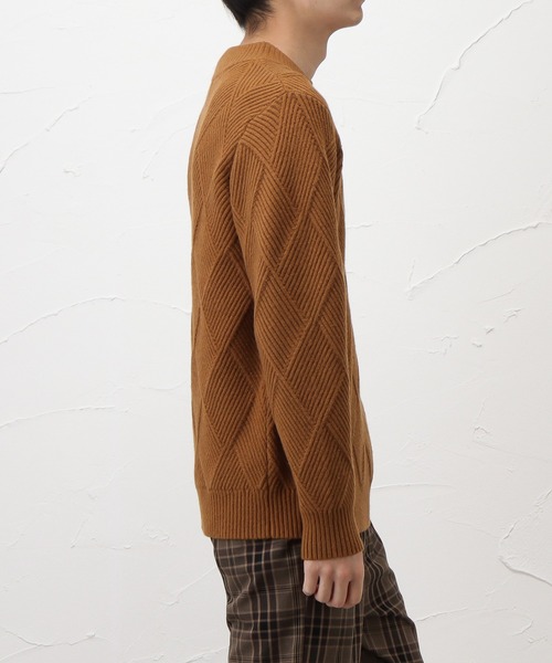 NAVY(ネイビー)の「PBTダイヤモックネックニット(ニット/セーター・メンズ・ホワイト/ブラック/ネイビー/ブラウン・M/L/XL)」の8枚目の写真