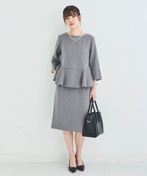 DRESS LAB（ドレスラボ）の「【手洗い可/オフィスカジュアル】ペプラムトップス・タイトスカート 2点セット（スーツセット）」