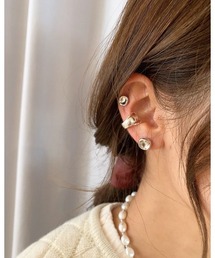 スリーパーツボタンピアス